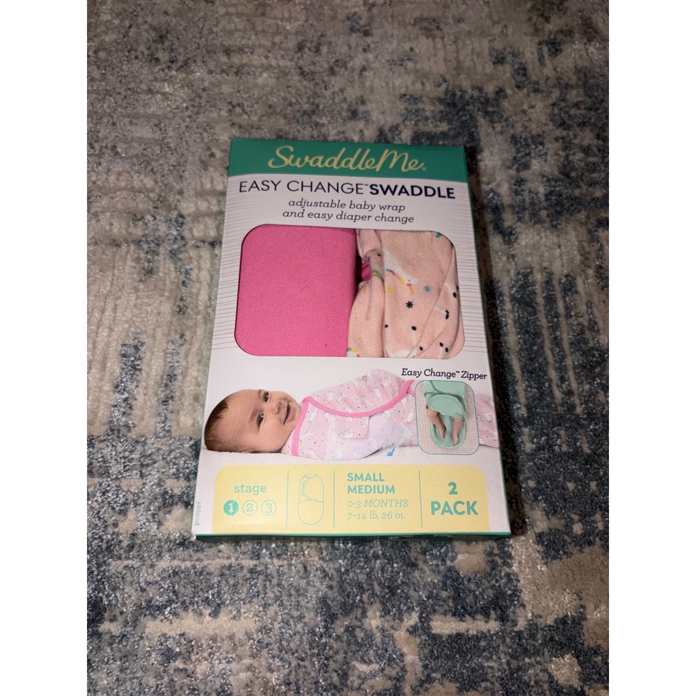 Swaddle Me Easy Change‎ Adjustable Baby Wrap 2 Pack Small Medium 0-3 Months